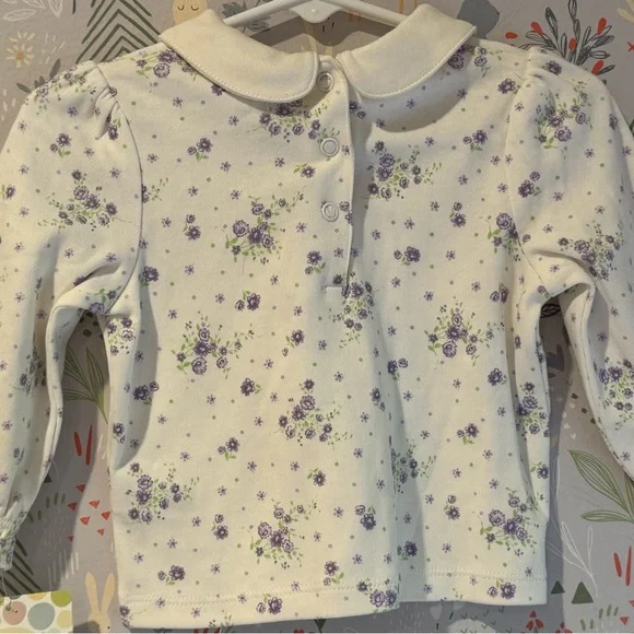 90s Little Me Lavender Peter Pan Collar Embroidered  Jumper Floral Blouse NWT - Picture 6 of 13